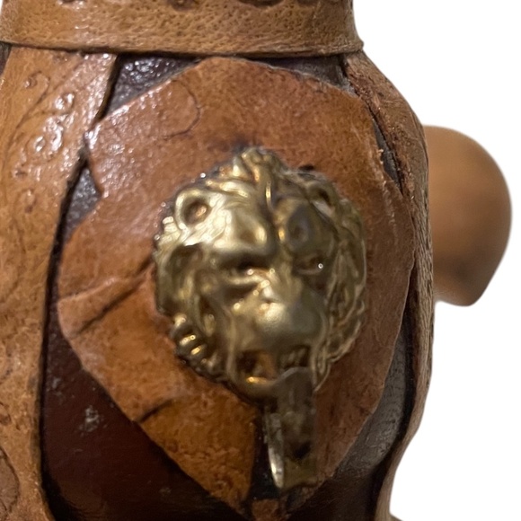 Hand Painted & Hand Tooled Modello Depositato Pilla Glass Leather Decanter - Picture 8 of 9